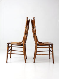 antique Victorian pressed back cane seat chairs pair