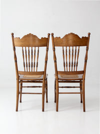antique Victorian pressed back cane seat chairs pair