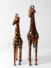 mid-century leather giraffes pair