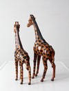 mid-century leather giraffes pair