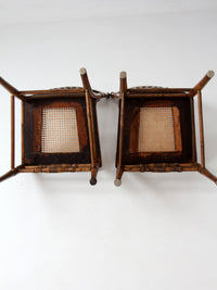 antique Victorian pressed back cane seat chairs pair