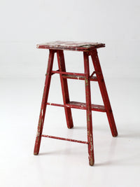 vintage red wooden step ladder