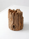 vintage rustic wood candle holder