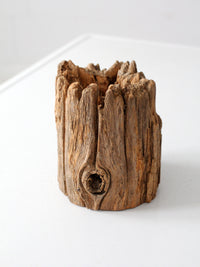 vintage rustic wood candle holder