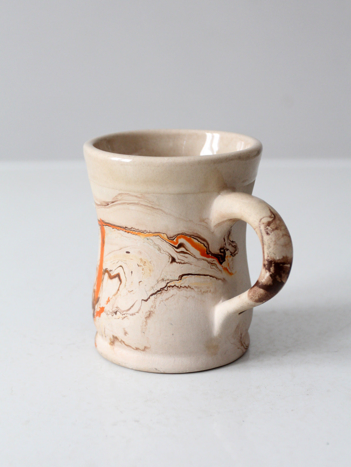 mid-century Nemadji Pottery swirl glaze mug
