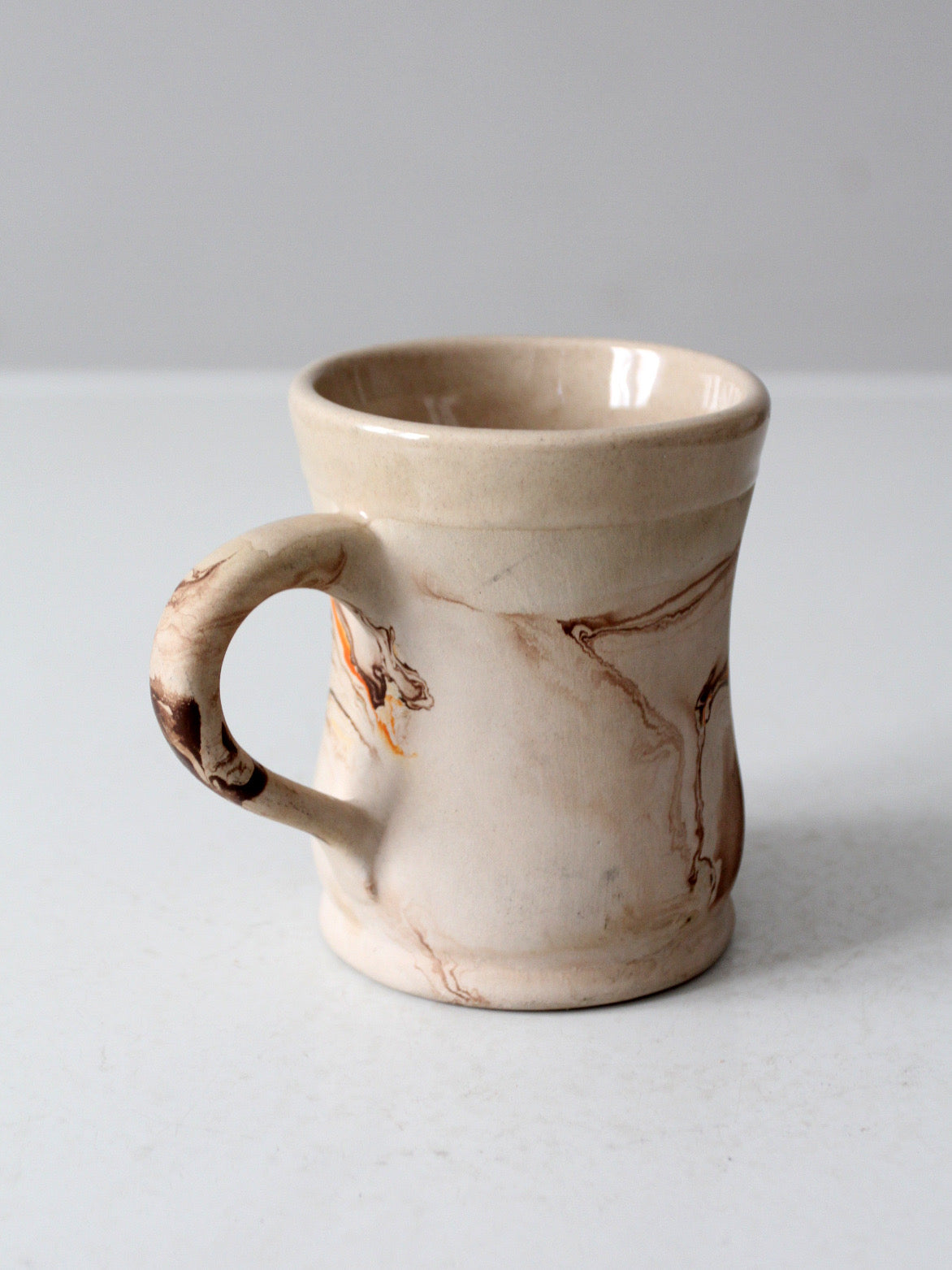 mid-century Nemadji Pottery swirl glaze mug