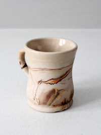 mid-century Nemadji Pottery swirl glaze mug