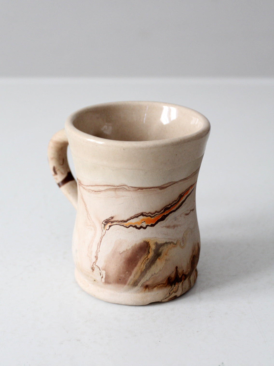 mid-century Nemadji Pottery swirl glaze mug