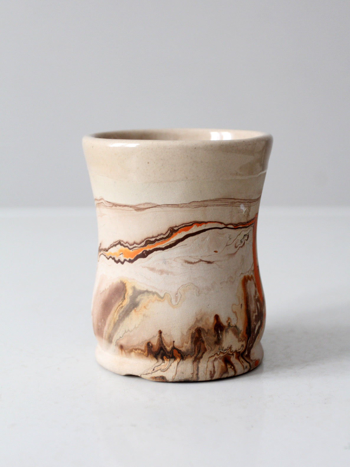 mid-century Nemadji Pottery swirl glaze mug