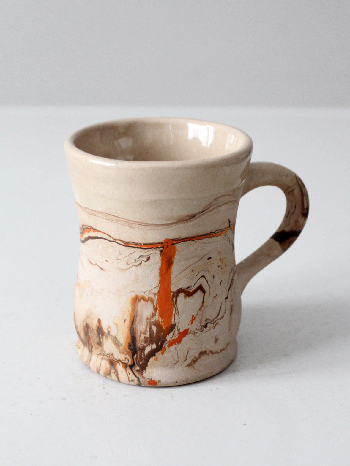 mid-century Nemadji Pottery swirl glaze mug