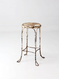 vintage twisted metal garden stool with wood top