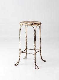 vintage twisted metal garden stool with wood top