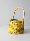 vintage yellow wicker handle basket