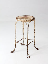vintage twisted metal garden stool with wood top