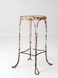 vintage twisted metal garden stool with wood top