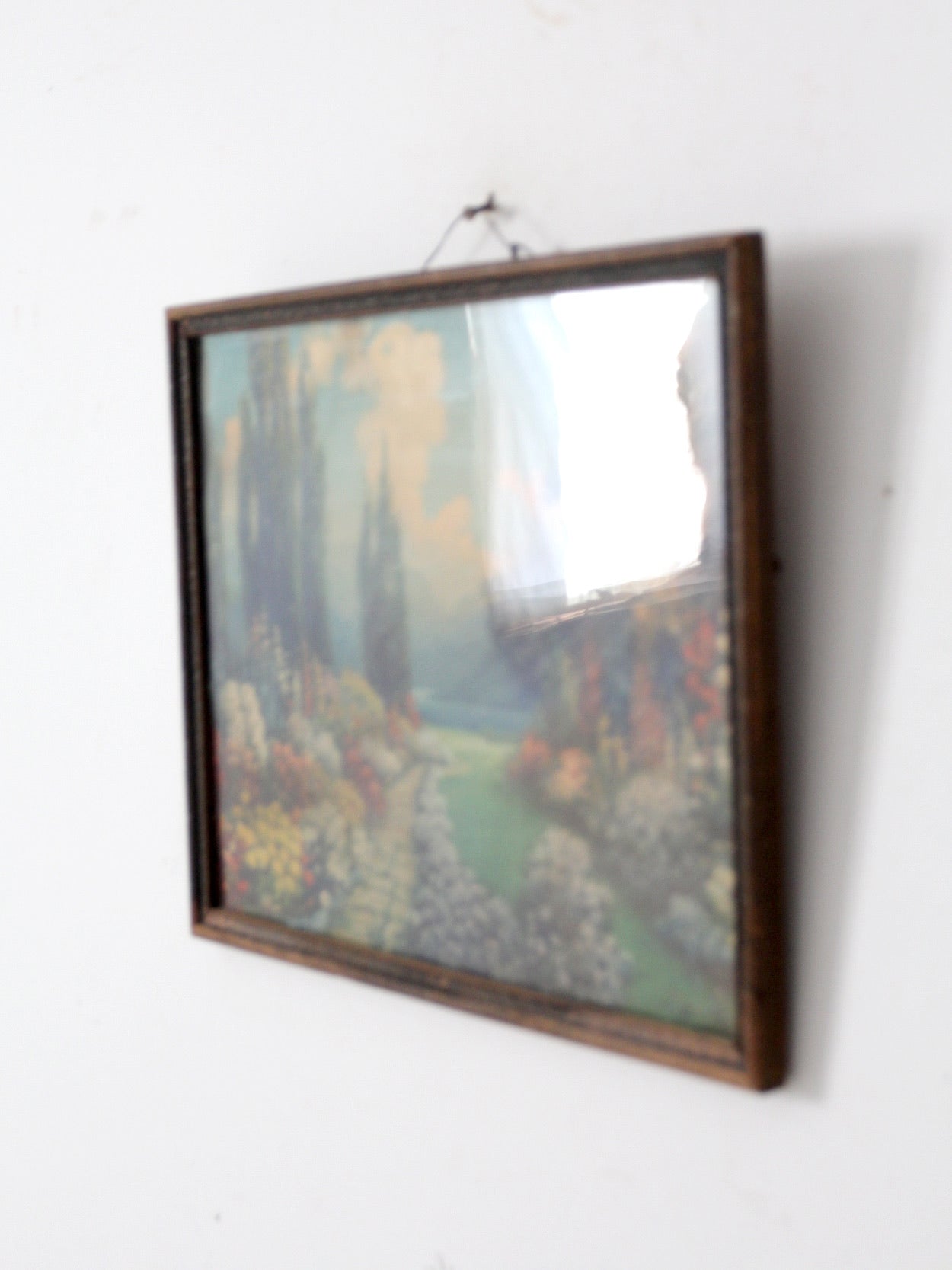 antique framed print "English Garden" by R. Atkinson Fox