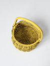 vintage yellow wicker handle basket