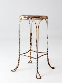 vintage twisted metal garden stool with wood top