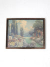 antique framed print "English Garden" by R. Atkinson Fox