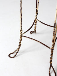 vintage twisted metal garden stool with wood top