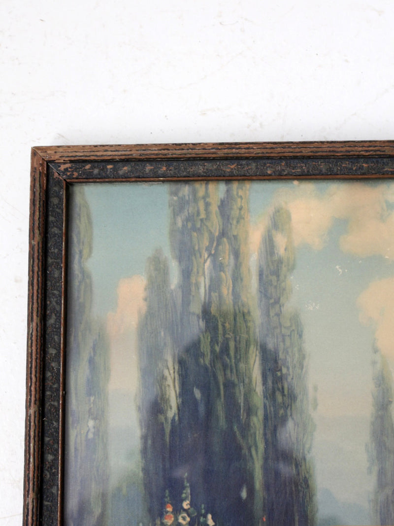 antique framed print "English Garden" by R. Atkinson Fox