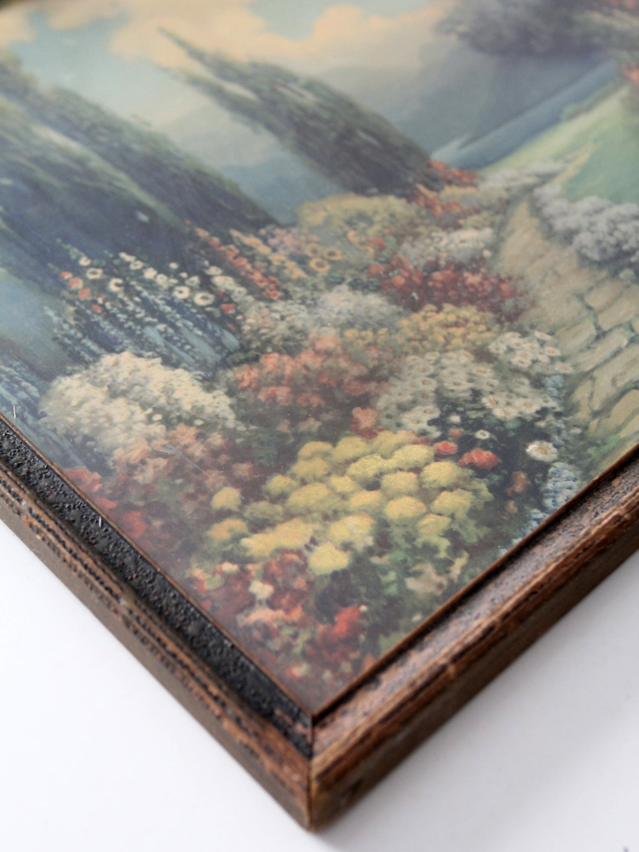 antique framed print "English Garden" by R. Atkinson Fox