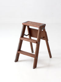 antique folding wooden step ladder