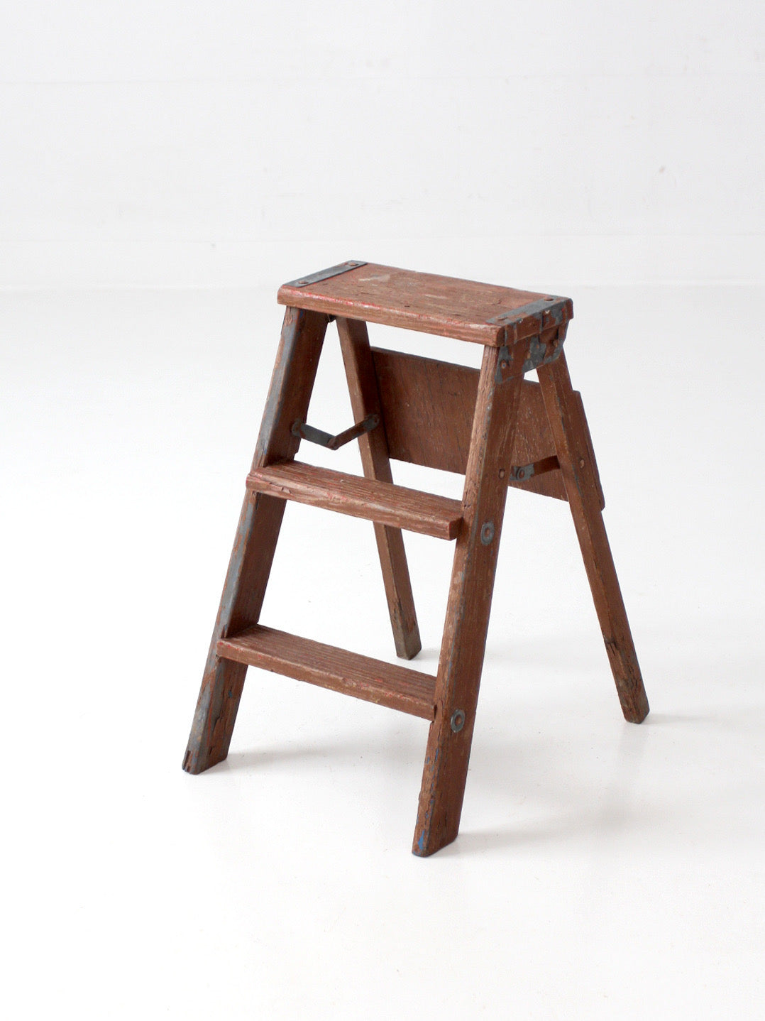 antique folding wooden step ladder