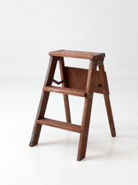 antique folding wooden step ladder