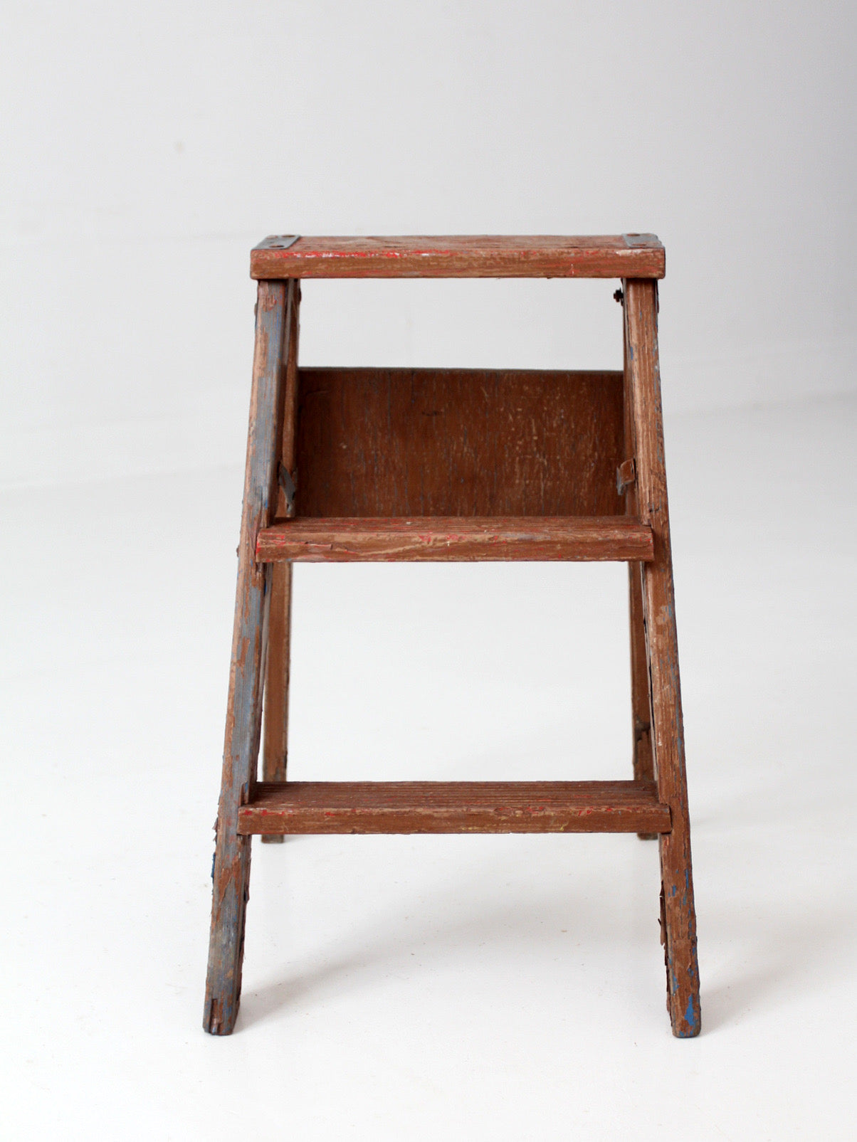 antique folding wooden step ladder