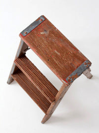 antique folding wooden step ladder