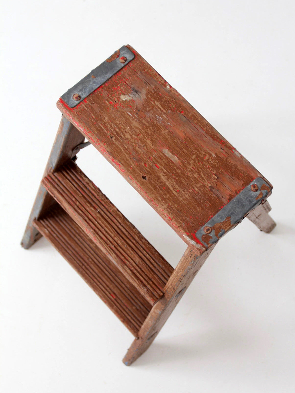 antique folding wooden step ladder