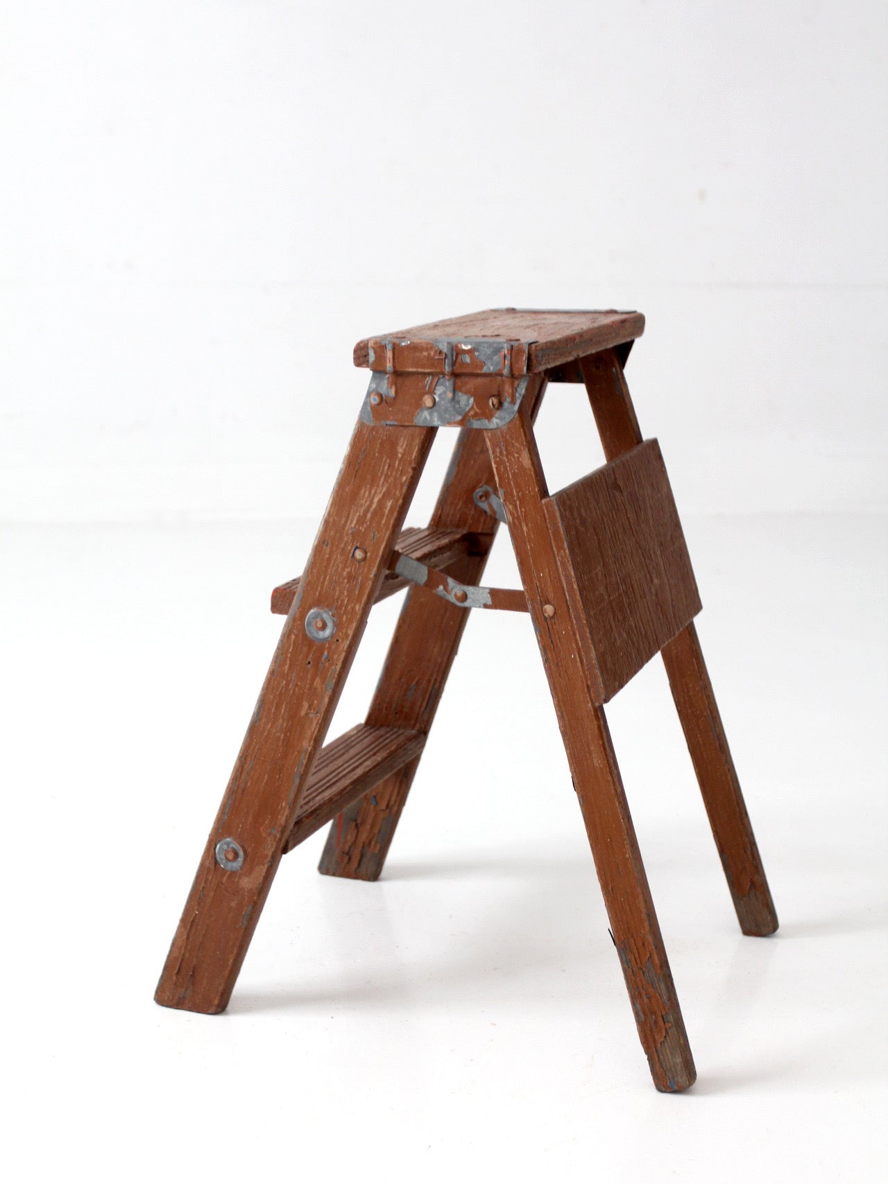 antique folding wooden step ladder