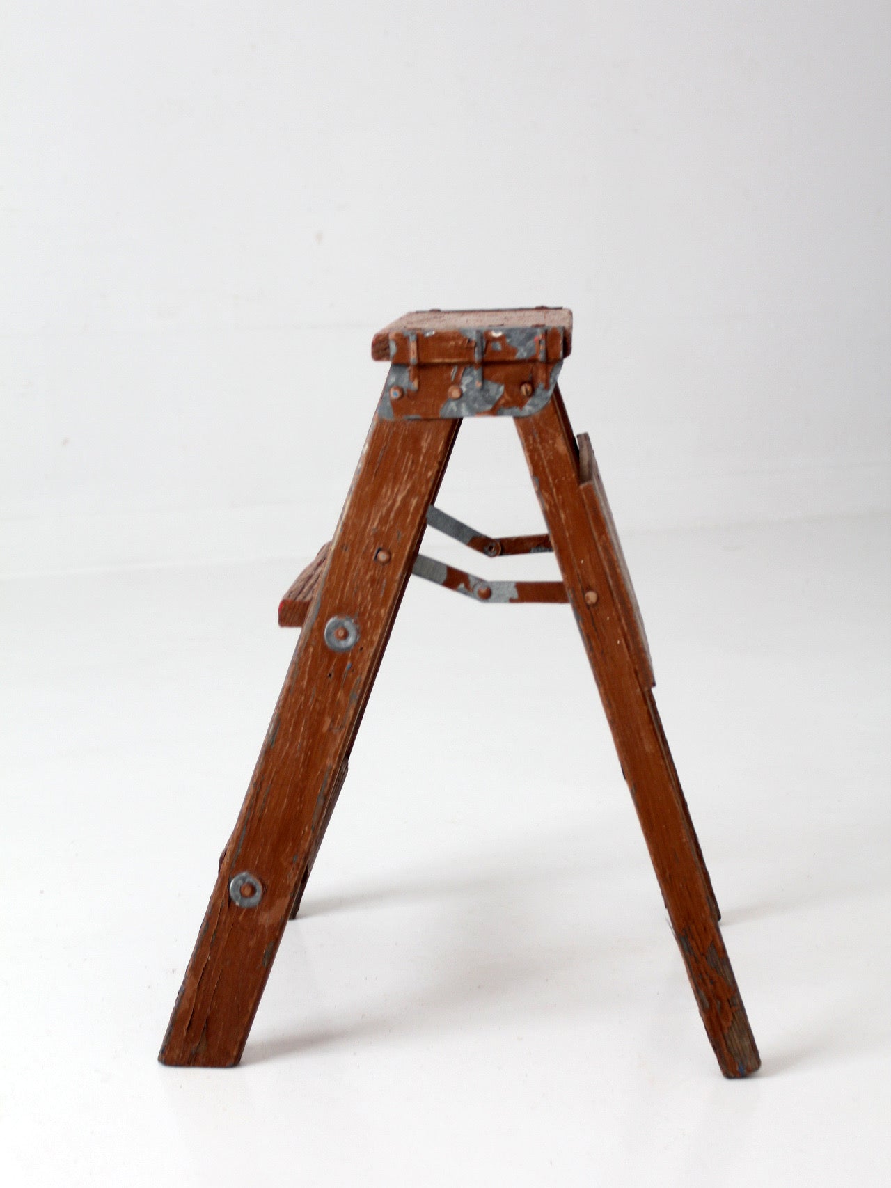 antique folding wooden step ladder