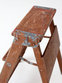 antique folding wooden step ladder
