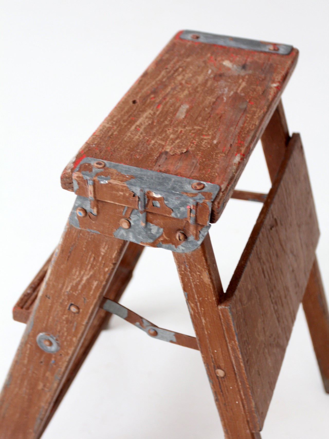 antique folding wooden step ladder