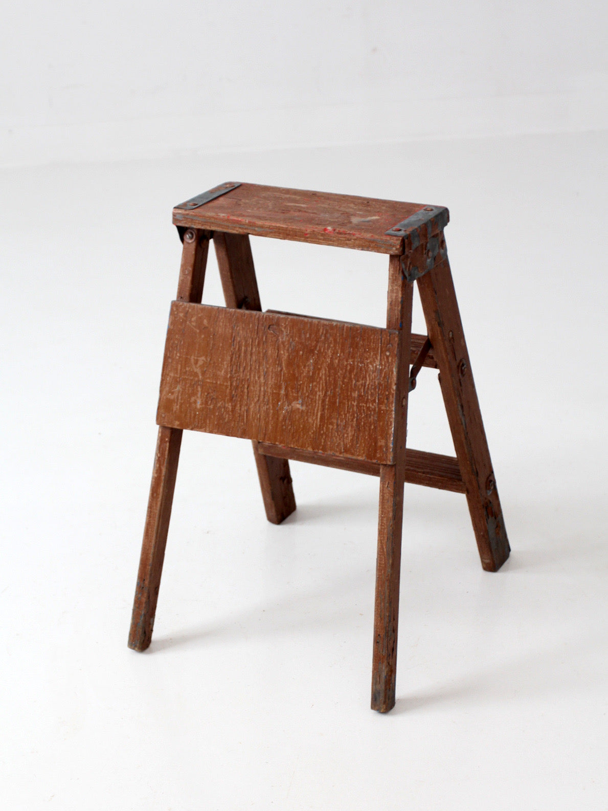 antique folding wooden step ladder