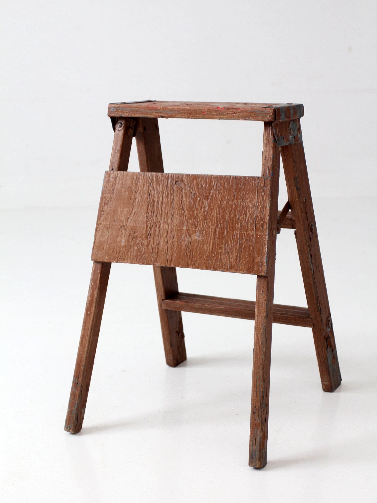 antique folding wooden step ladder