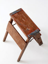 antique folding wooden step ladder