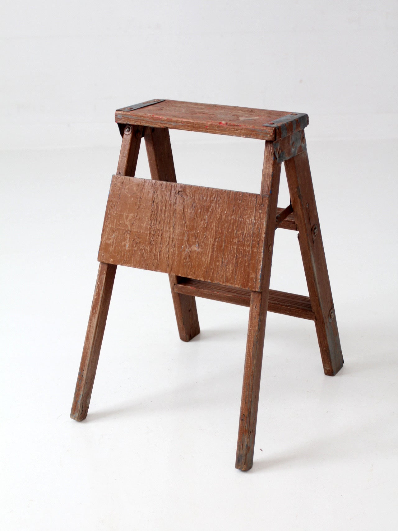 antique folding wooden step ladder