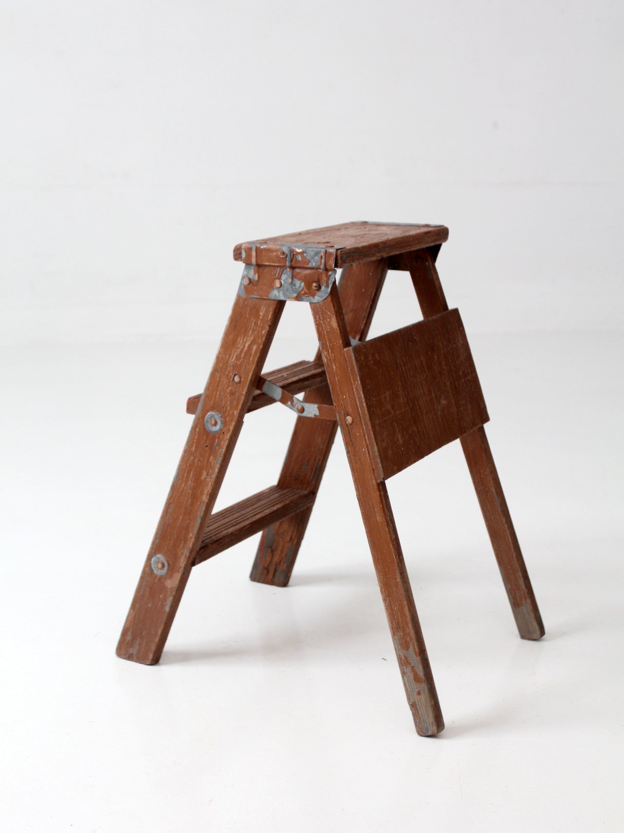 antique folding wooden step ladder