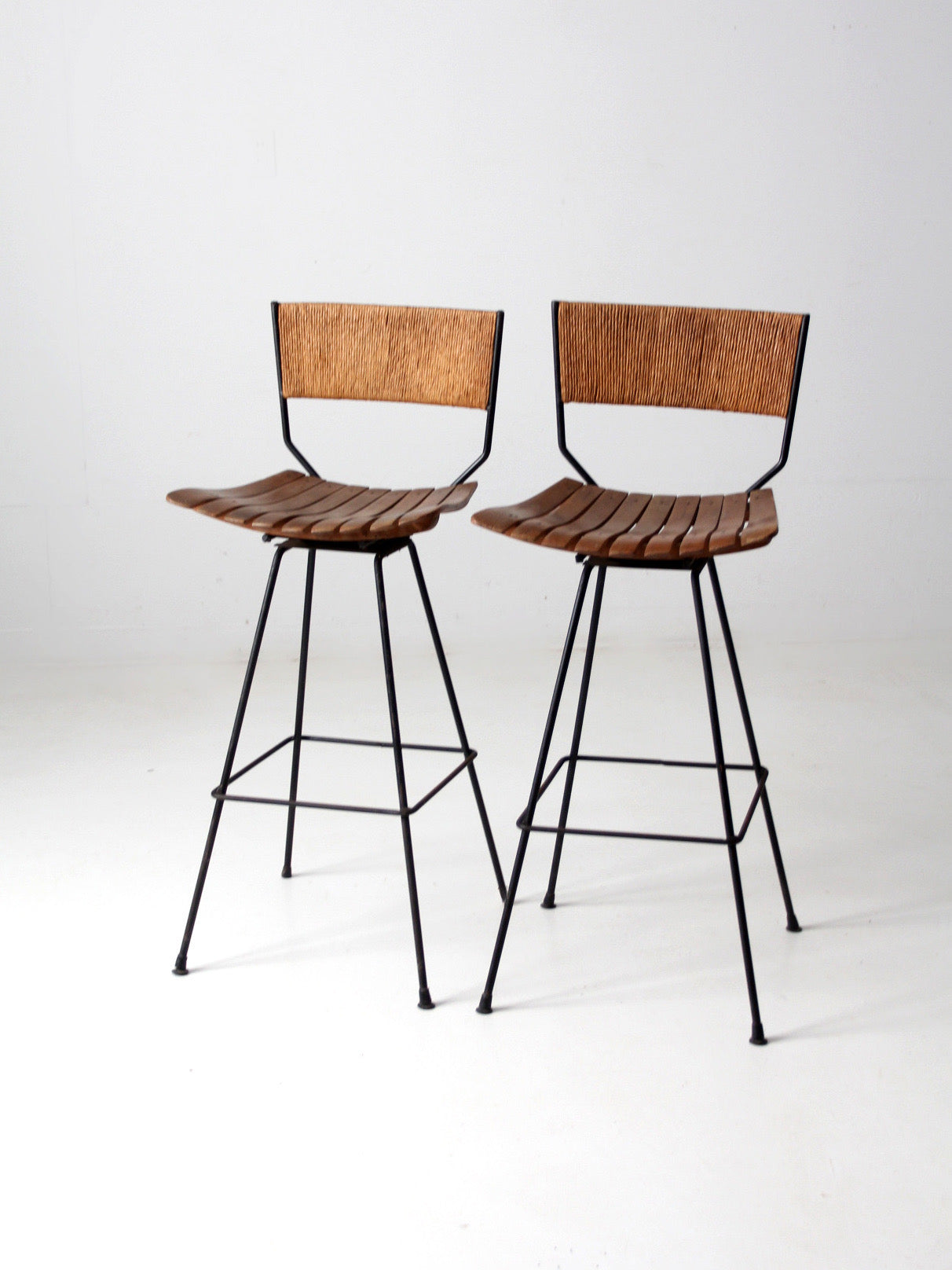 pair mid-century Arthur Umanoff style bar stools