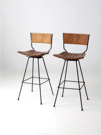 pair mid-century Arthur Umanoff style bar stools