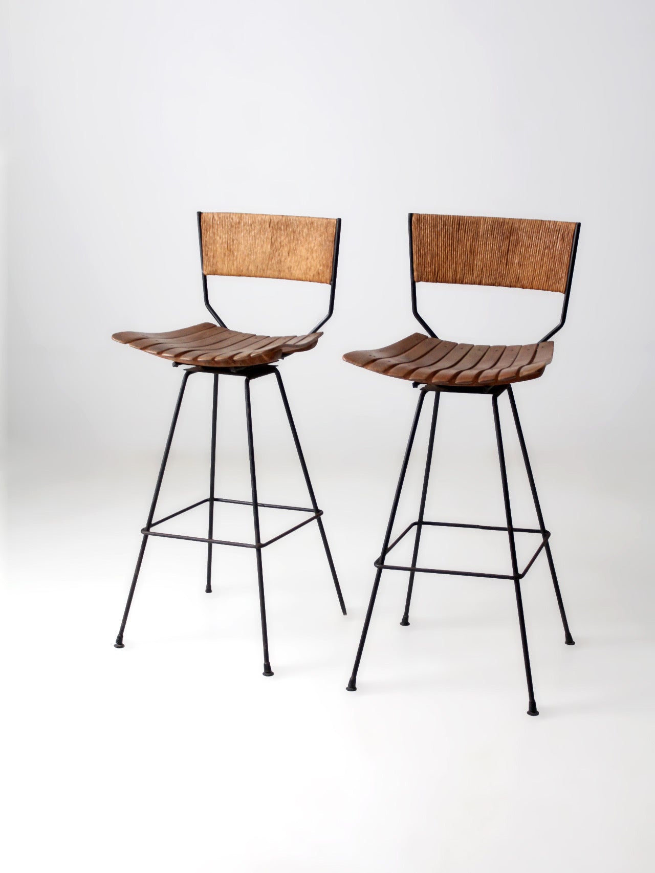 pair mid-century Arthur Umanoff style bar stools
