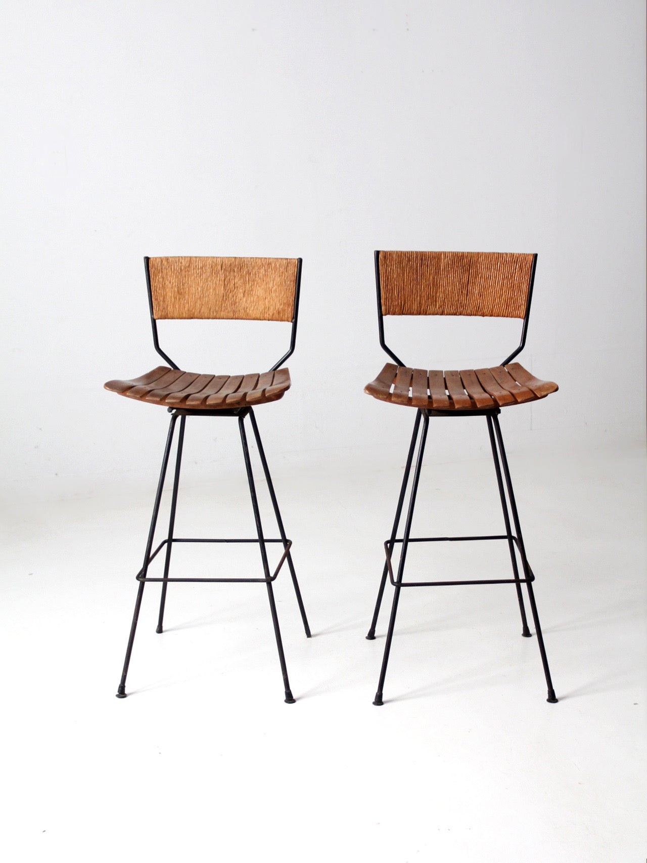 pair mid-century Arthur Umanoff style bar stools