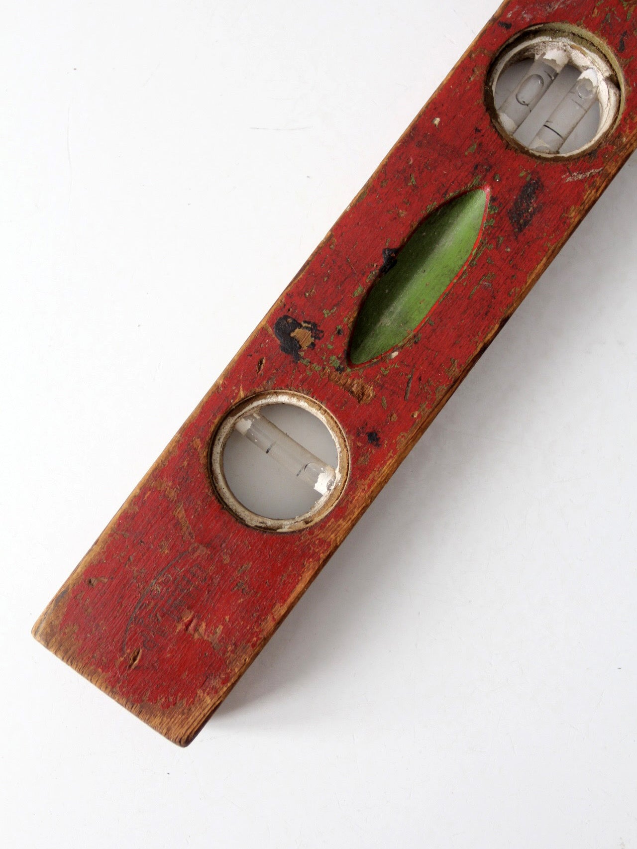 vintage red wood carpenter level