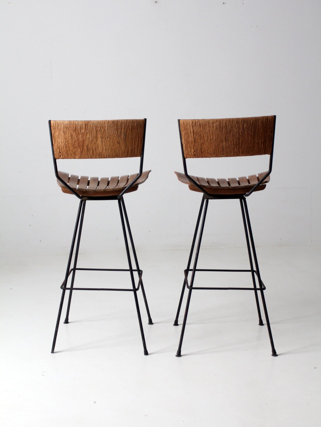 pair mid-century Arthur Umanoff style bar stools