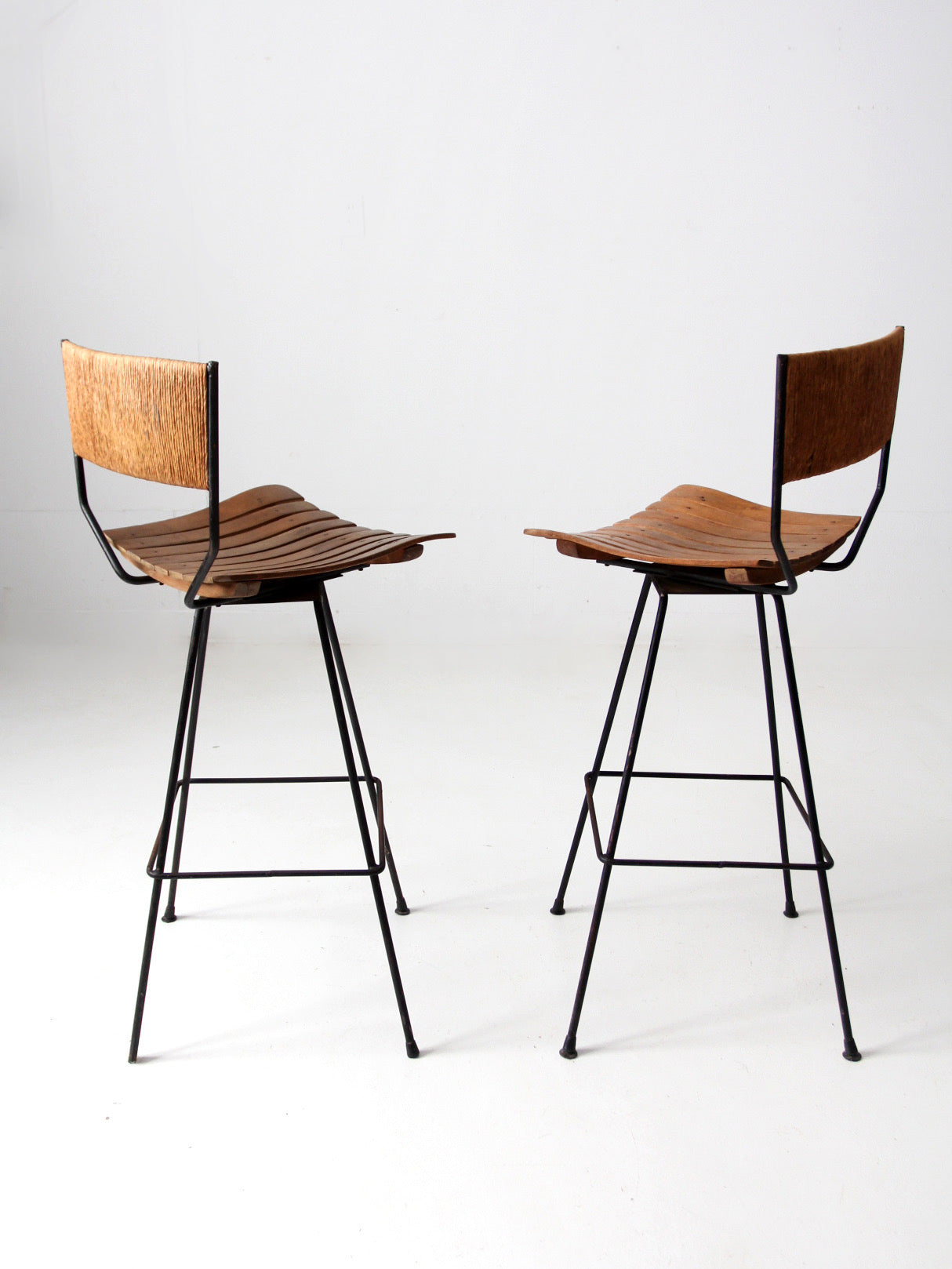 pair mid-century Arthur Umanoff style bar stools