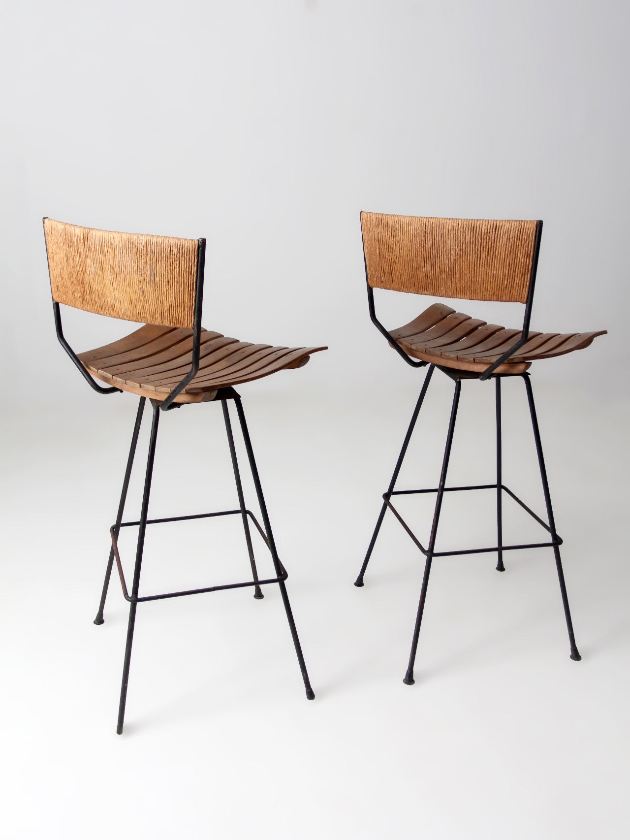 pair mid-century Arthur Umanoff style bar stools