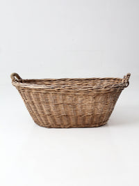 antique French country wicker laundry basket